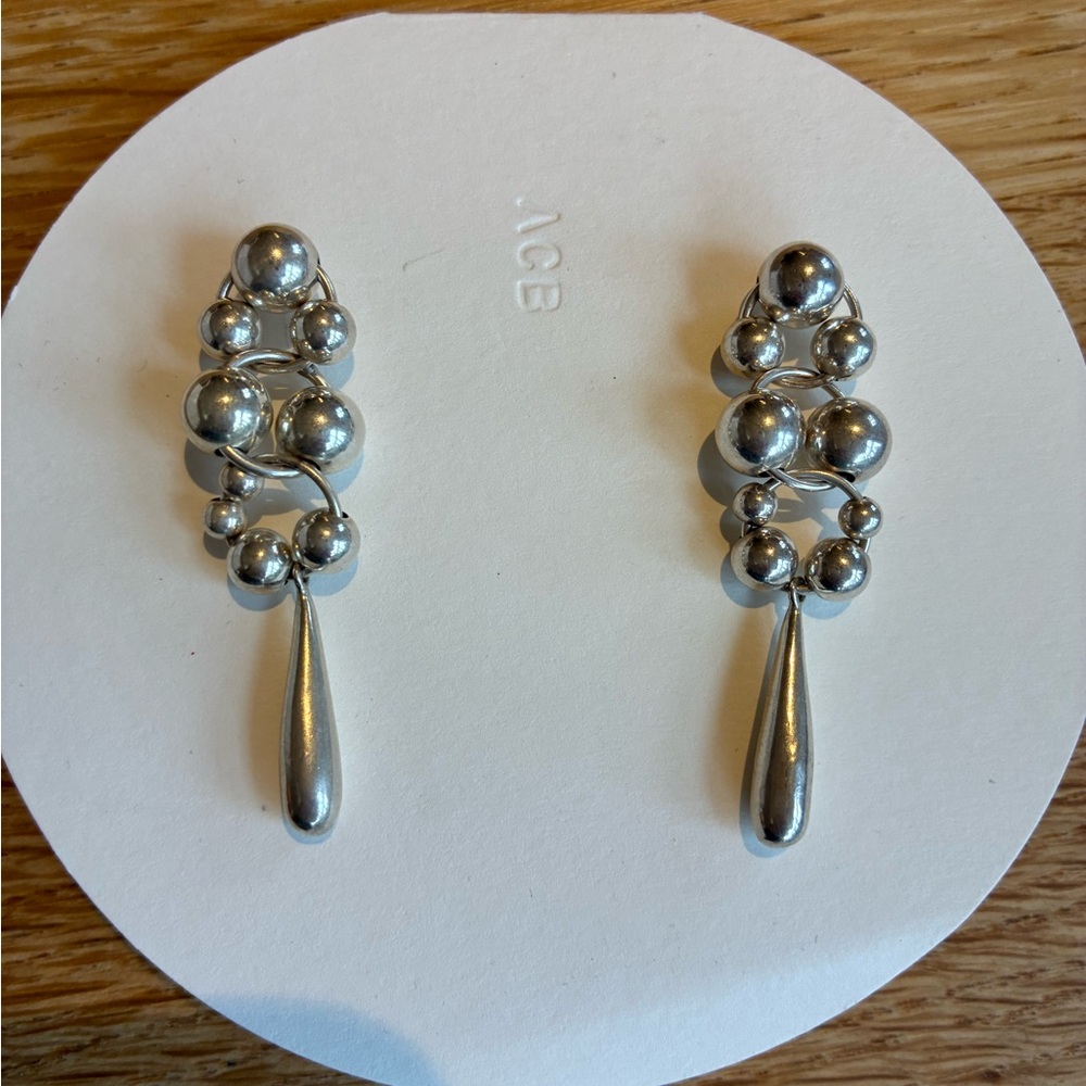 NWT Annie Costello Brown silver Rosa earrings